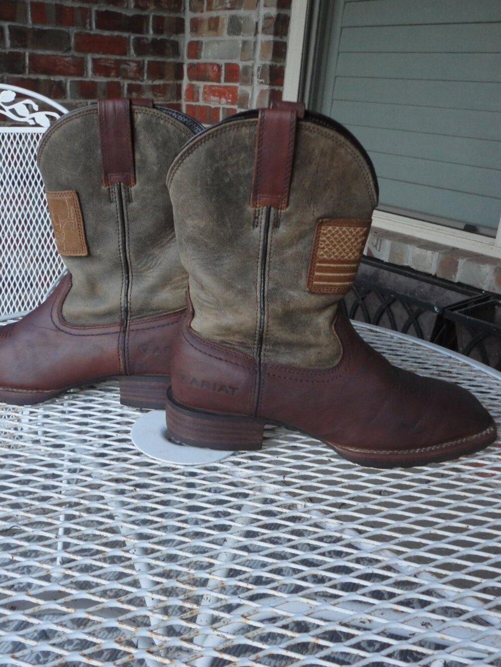 ARIAT Men's Brown Leather Hybrid Patriot Square Toe Boots Size 8D - Picture 9 of 13